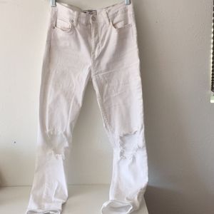 Free People White Ripped Skinny Jeans